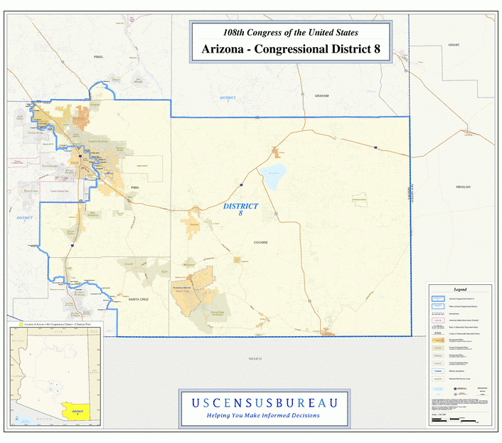 亚利桑那州行政区划图