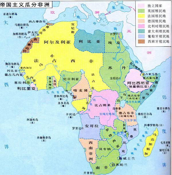 帝国主义瓜分非洲地图